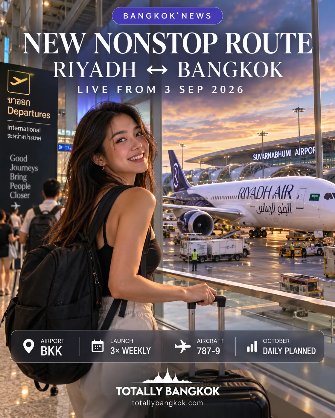 Riyadh Air Riyadh to Bangkok route launch infographic